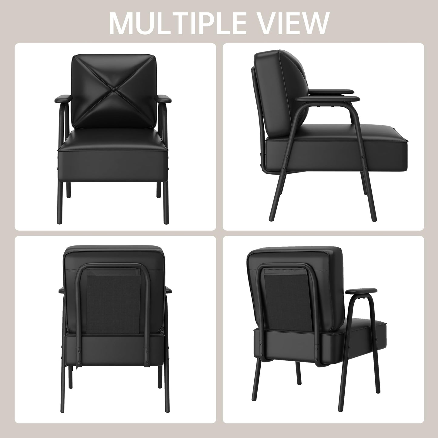 DKLGG Black Mid-Century Modern Side Chair Set of 2 - Comfortable Chairs with Upholstered Arms