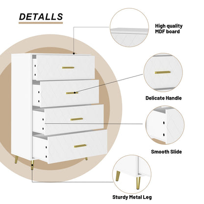 DKLGG White Nightstand Set of 2, Modern Dresser with 3 Drawers, Set of 2