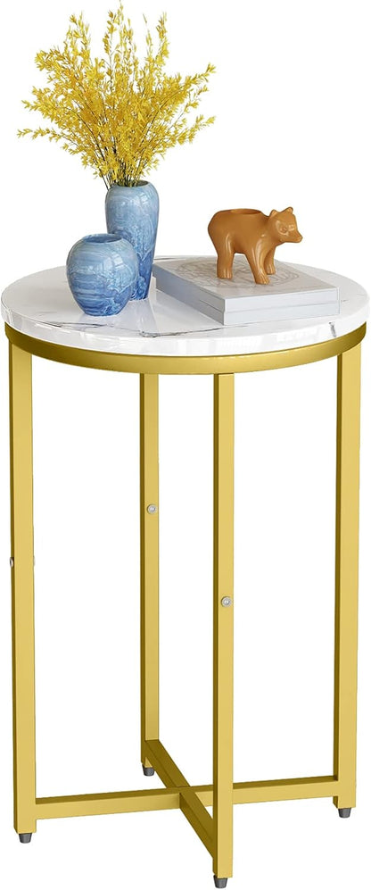 DKLGG 16-Inch Round Faux Marble Table - Multifunctional Accent Table & Nightstand for Chic Spaces