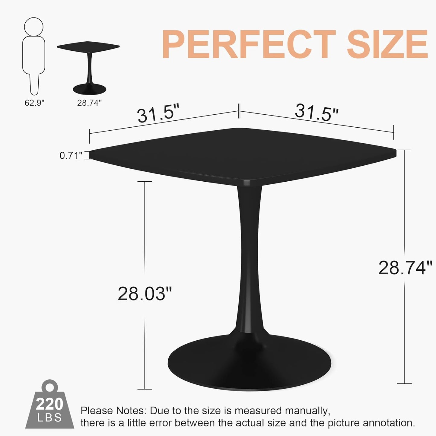 DKLGG 32-Inch White Mid-Century Modern Tulip Dining Table - Round Kitchen Table with Sturdy Base