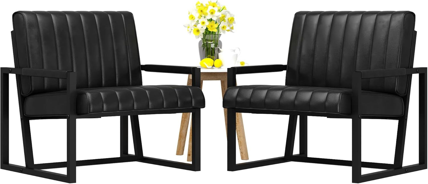 DKLGG Set of 2 Mid-Century Modern Armchairs - Elegant Black Chairs for Any Room