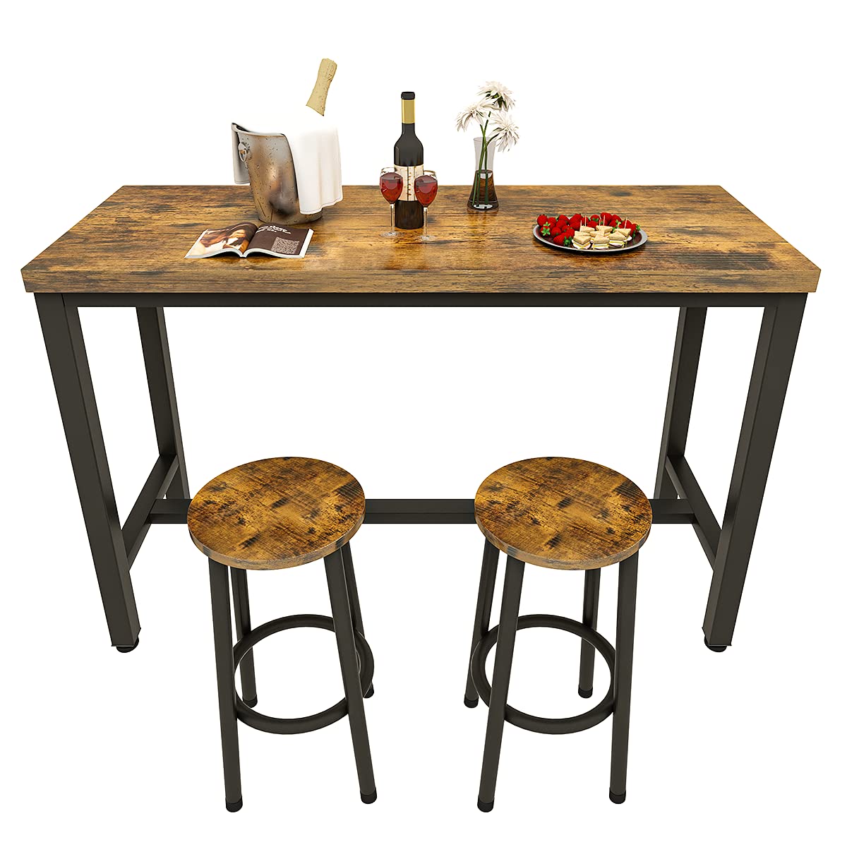 DKLGG 3-Piece Pub Dining Set - Stylish Bar Table with Versatile Chairs for Any Space