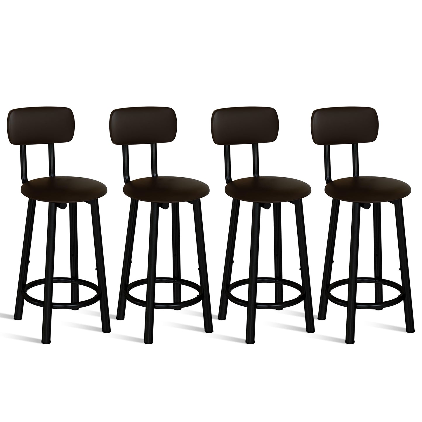 DKLGG Set of 4 PU Leather Bar Stools - High Chairs with Backrest in Elegant Gold Design