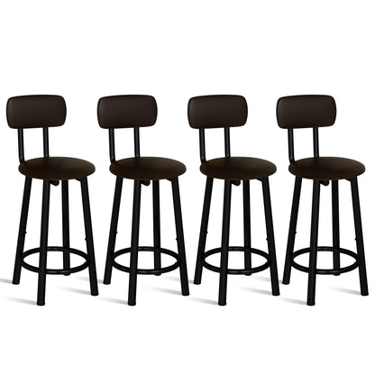 DKLGG Set of 4 PU Leather Bar Stools - High Chairs with Backrest in Elegant Gold Design