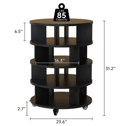 DKLGG Black Revolving Shoe Rack Tower - 4-Tier Design for Space-Saving Shoe Organization