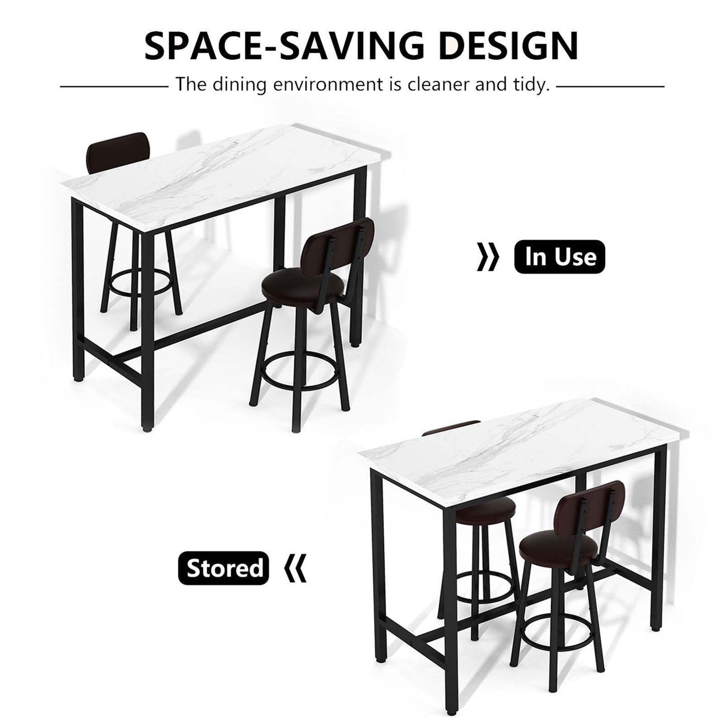 DKLGG White 2-Person Round Kitchen Table and Chairs Set – Compact & Modern Design