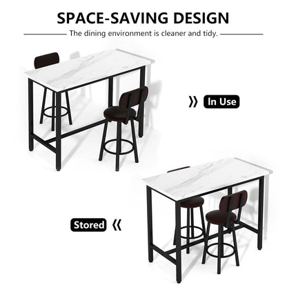 DKLGG White 2-Person Round Kitchen Table and Chairs Set – Compact & Modern Design