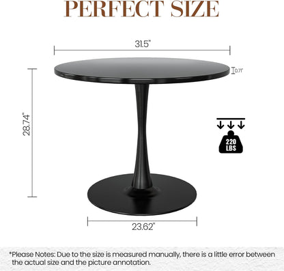 DKLGG 31.5'' Black Tulip Coffee Table - Modern Round MDF Top with Stylish Metal Base