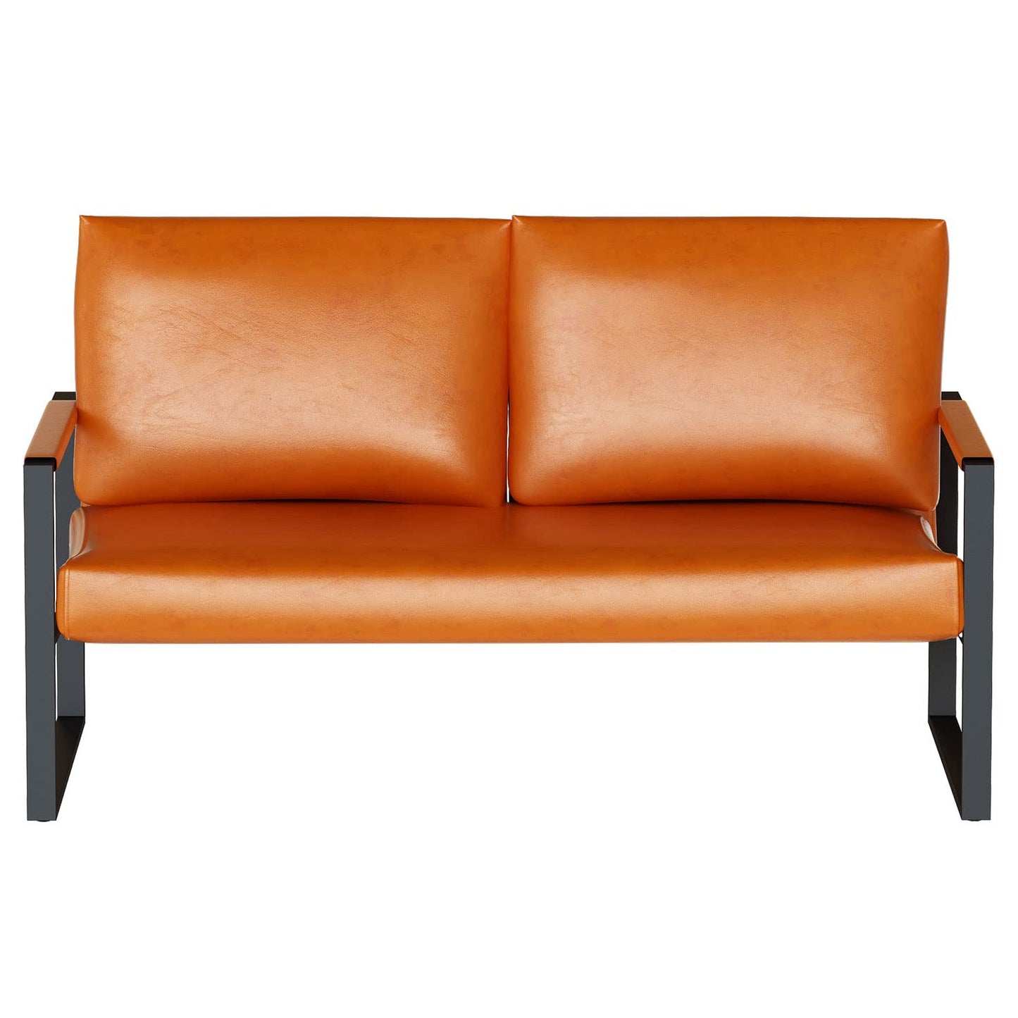 DKLGG Contemporary Two-Seater Sofa - Cozy Yellow Brown Leather for Ultimate Comfort