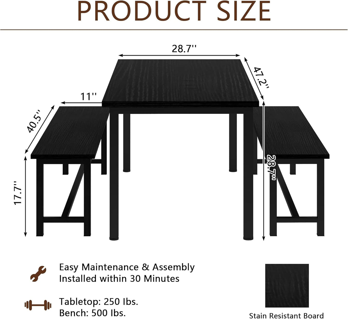 DKLGG 4-Person Kitchen Table Set with 2 Benches, Beige - Practical and Stylish