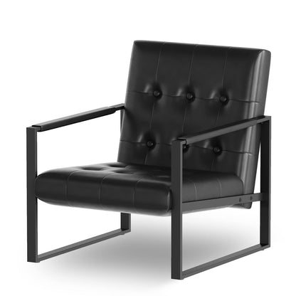 DKLGG Modern Upholstered Chair in Black - PU Leather Single Chair for Cozy Living Spaces