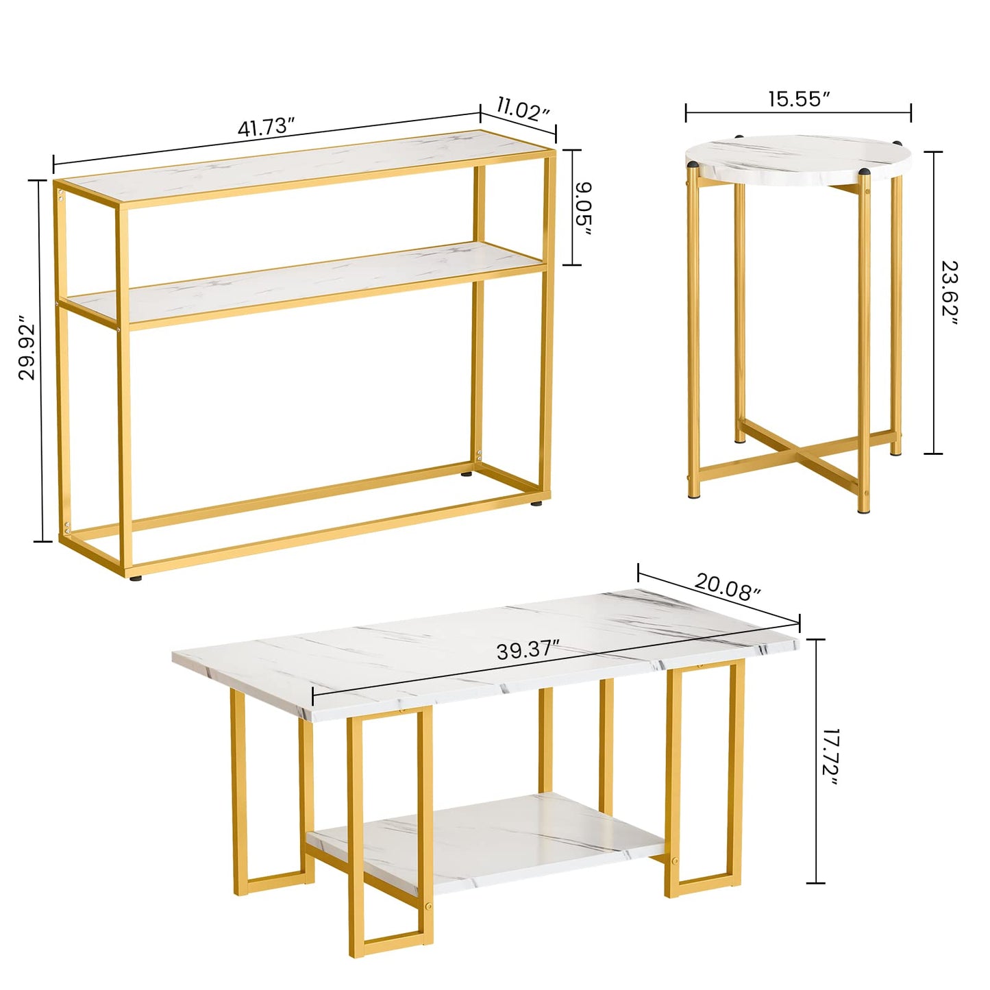 DKLGG Contemporary Faux Marble Coffee Table - 2-Tier Design for Functionality and Style