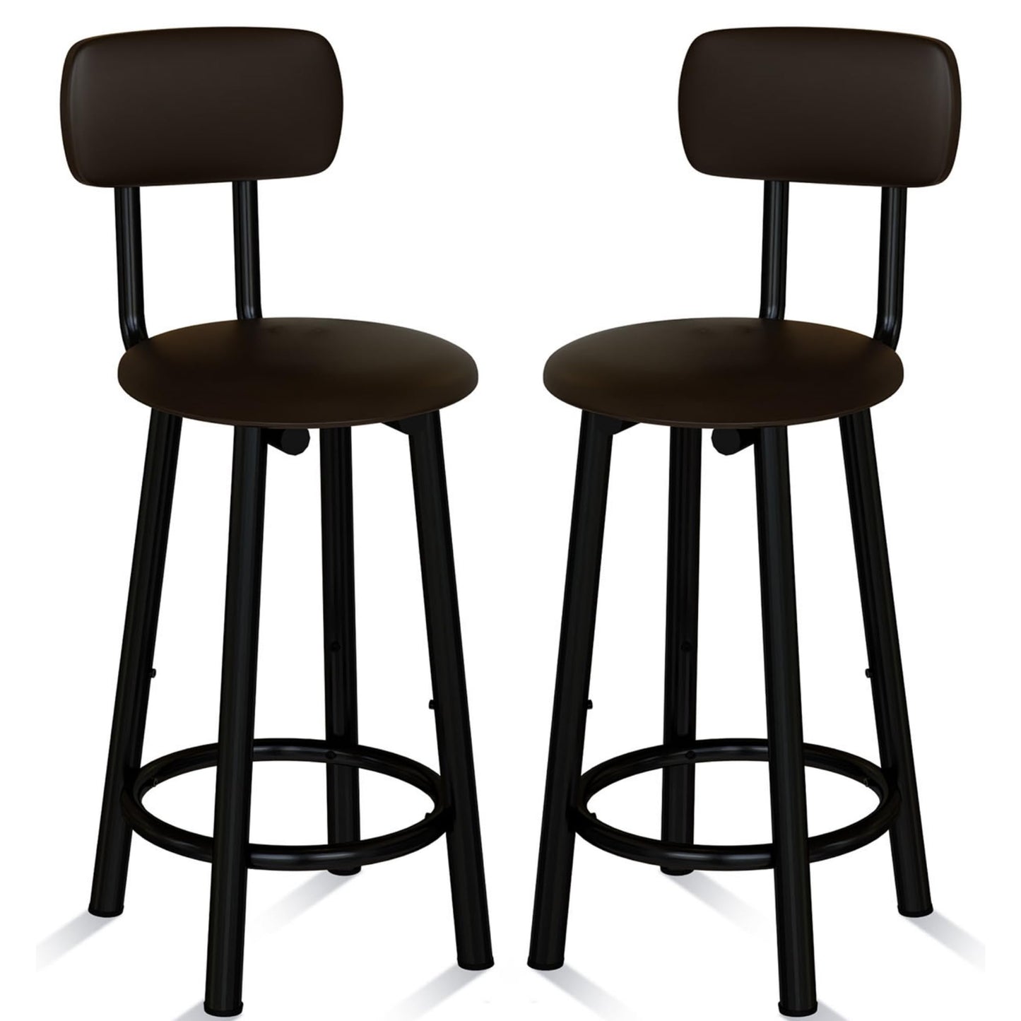 DKLGG Set of 4 PU Leather Bar Stools - High Chairs with Backrest in Elegant Gold Design