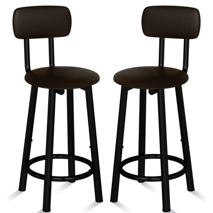 DKLGG Set of 4 PU Leather Bar Stools - High Chairs with Backrest in Elegant Gold Design