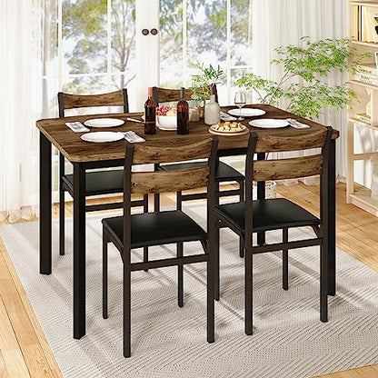 DKLGG 5-Piece Kitchen Dining Set - Elegant Gray Wood for Modern Family Meals