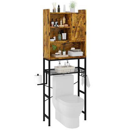 DKLGG Rustic Brown Above Toilet Organizer - Stylish Freestanding Bathroom Storage Solution