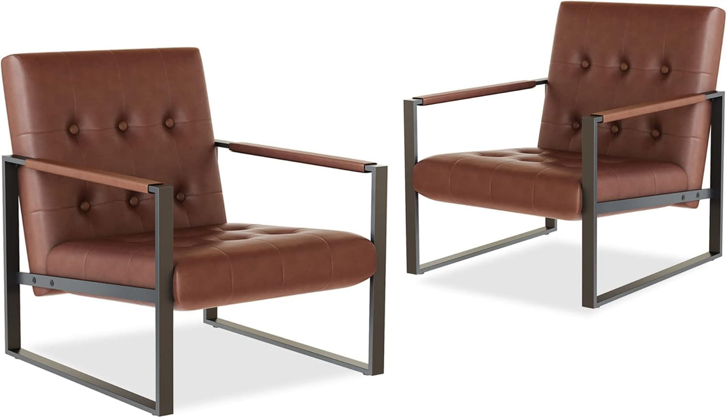 DKLGG Mid-Century Modern Leather Reading Chairs - Set of 2 for Cozy Comfort