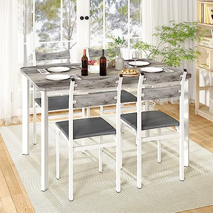 DKLGG 5-Piece Kitchen Dining Set - Elegant Gray Wood for Modern Family Meals