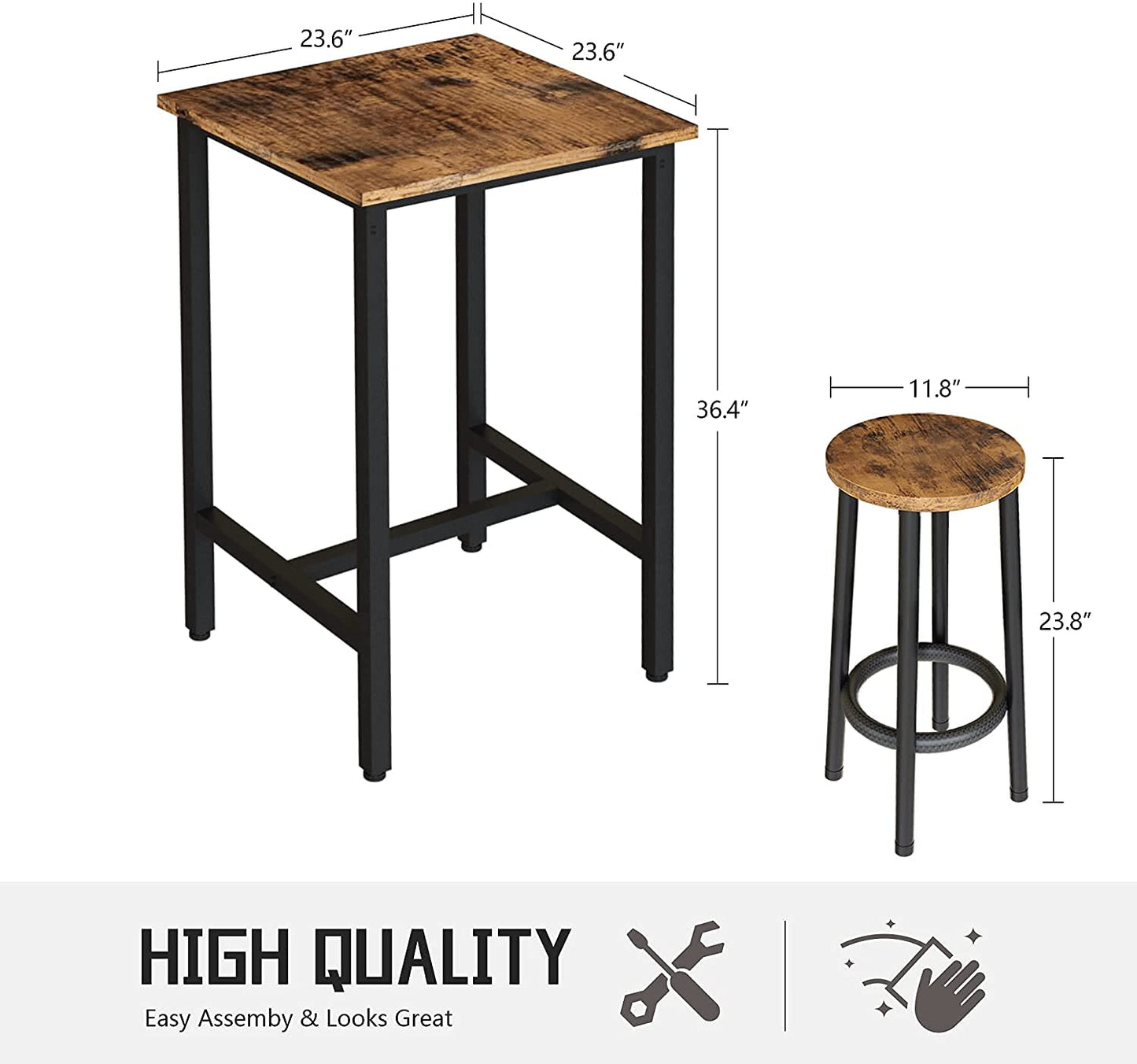 DKLGG 3-Piece Pub Dining Set - Stylish Bar Table with Versatile Chairs for Any Space