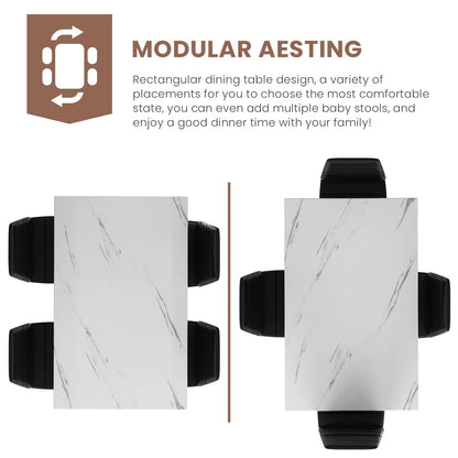 DKLGG Dining Table Set for 4 - Elegant Marble Table with Comfortable PU Leather Seating