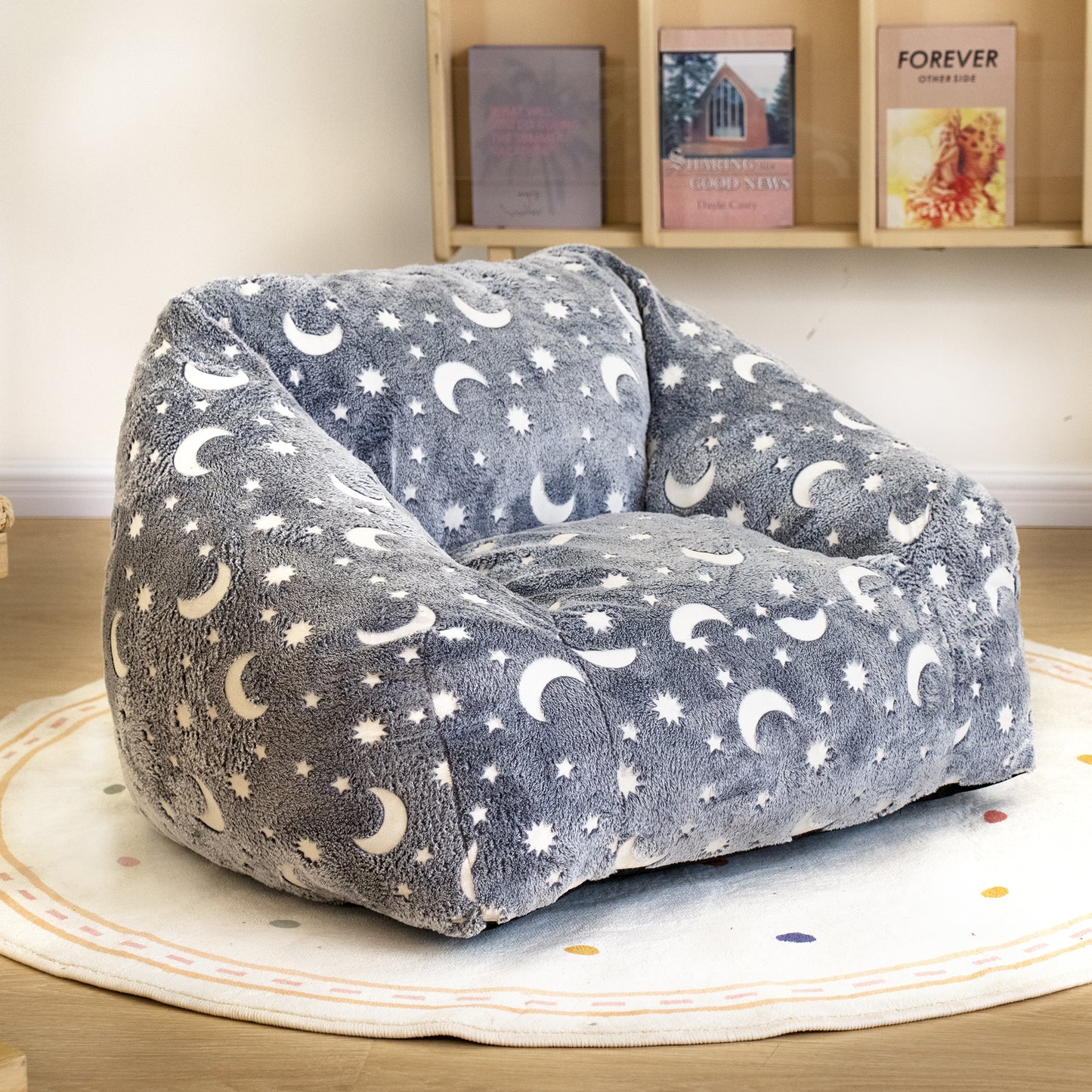 DKLGG Adorable Moon and Stars Kids' Plush Blanket with Bean Bag Chair - Luminous