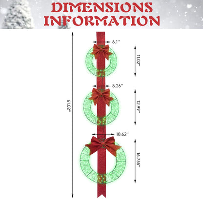 DKLGG 61" Christmas Wreath Set with 300 LED Lights & Bows, Outdoor Holiday Décor (2-Pack)