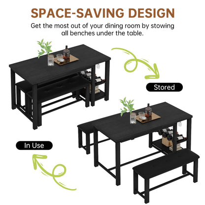 DKLGG Dining Room Table Set for 2-4 - Elegant Design with Wine Rack and Storage