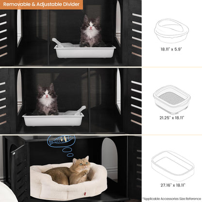 DKLGG Soft Perch Large Wooden Cat House with Litter Pan - Cozy Retreat for Your Feline Friend