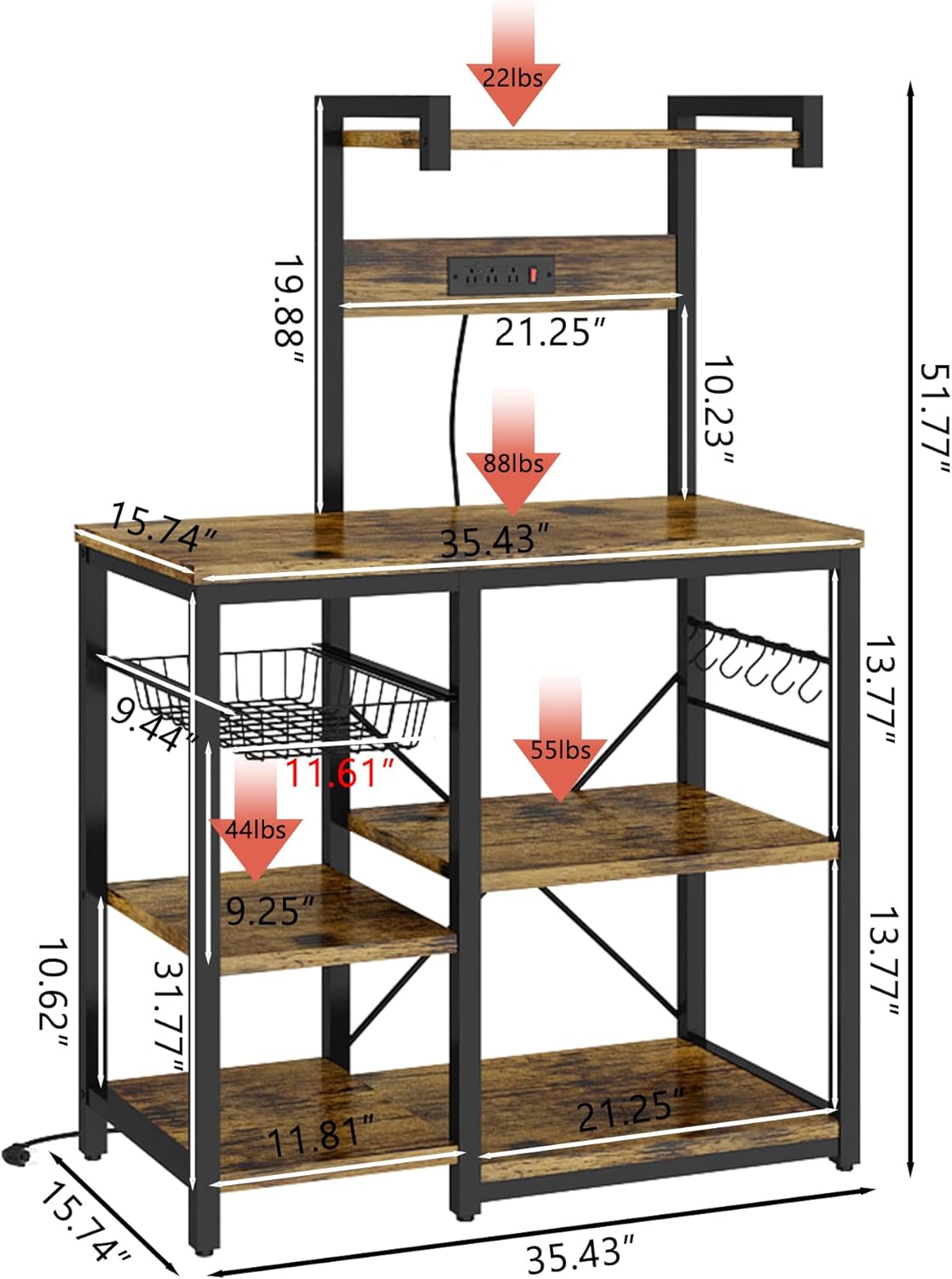 DKLGG Rustic Brown Kitchen Baking Rack - Functional and Elegant Storage Solution