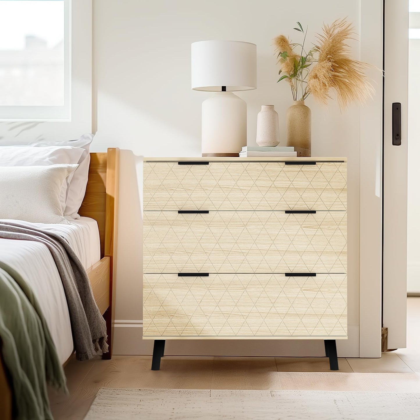 DKLGG Contemporary White Dresser – 3 Drawer Chest for Elegant Bedrooms