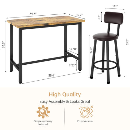 DKLGG 3-Piece Pub Dining Set - Stylish Bar Table with Versatile Chairs for Any Space