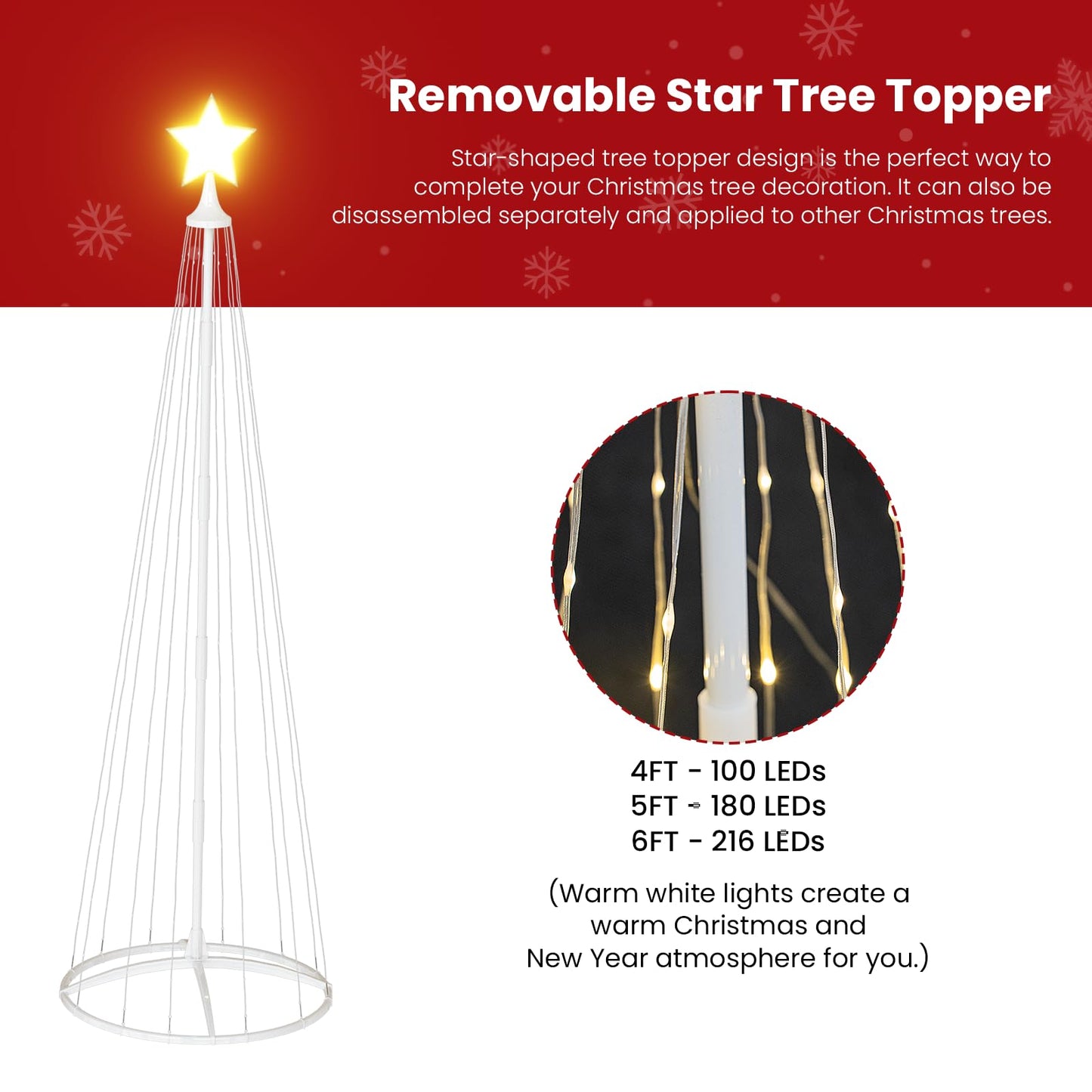 DKLGG Festive 3-Piece LED Christmas Tree Set - Warm White Lights & 8 Modes for Holiday Magic