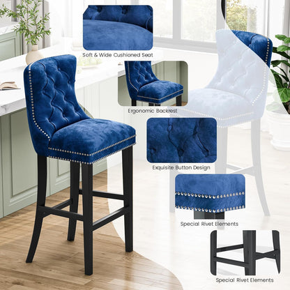 DKLGG Elegant 27” Velvet High Bar Stools - Set of 4 for Kitchen Islands and Bars