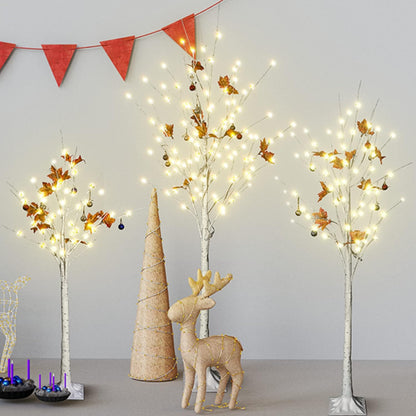 DKLGG Festival Tree Set - 3 White Betula Trees with Lights for a Magical Holiday Atmosphere