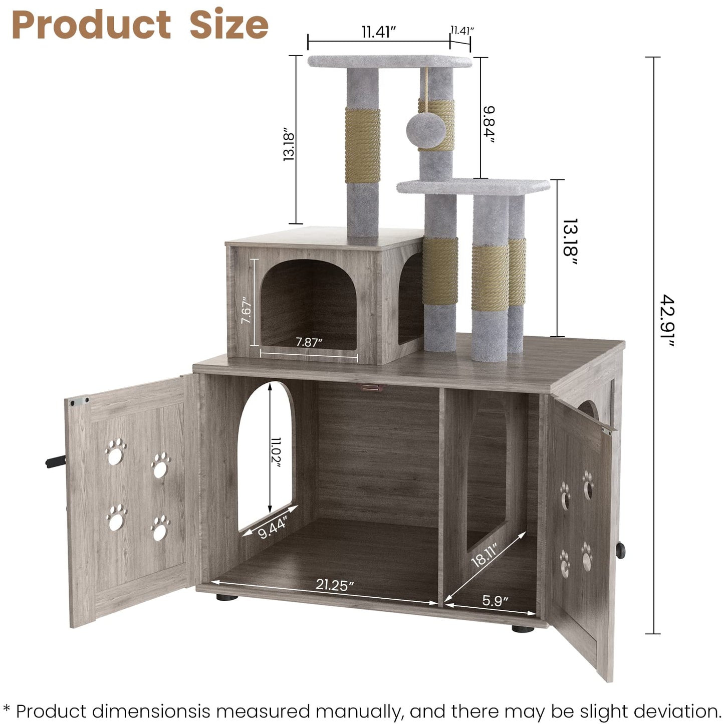 DKLGG Soft Perch Large Wooden Cat House with Litter Pan - Cozy Retreat for Your Feline Friend