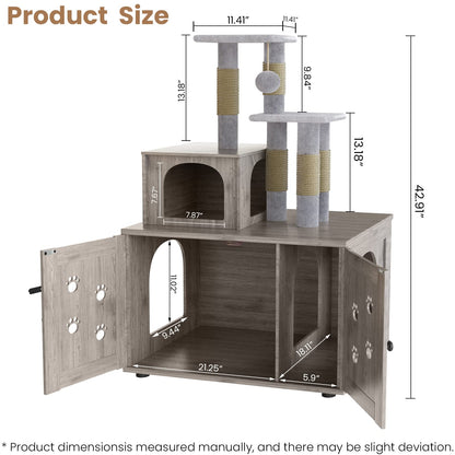 DKLGG Soft Perch Large Wooden Cat House with Litter Pan - Cozy Retreat for Your Feline Friend