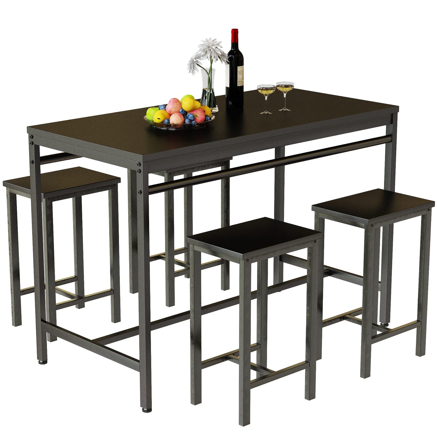 DKLGG 5-Piece Bar Height Dining Set - Perfect for Entertaining and Casual Meals