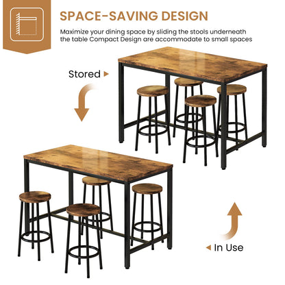 DKLGG Modern 3-Piece Industrial Bar Set for 2 - Stylish Table with Integrated Storage Solutions