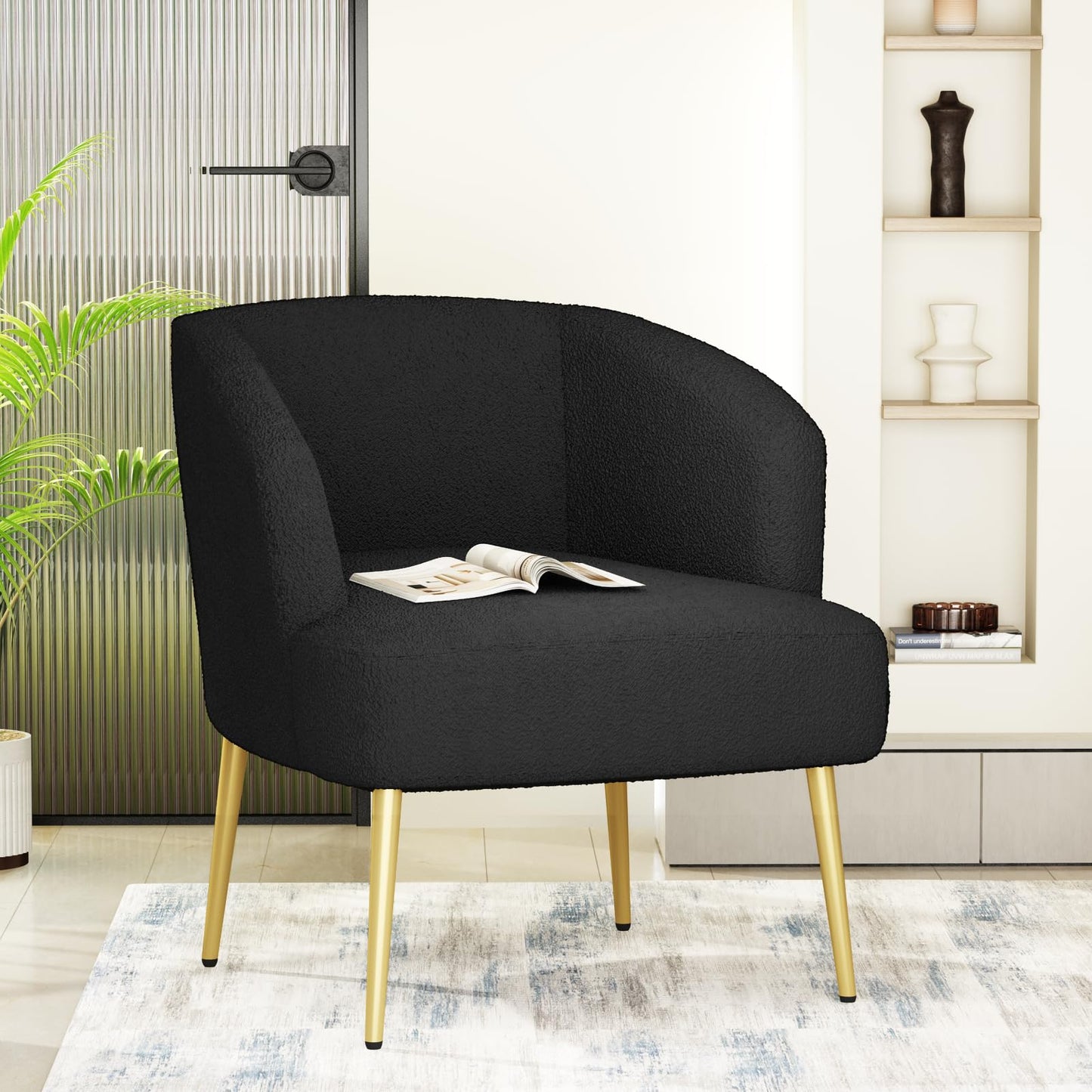 DKLGG Modern Reading Chair Set of 2 - Stylish Black for a Chic Living Room Look