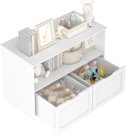 DKLGG Elegant Toy Organizer - White Storage Unit with 2 Drawers for Kids' Toys