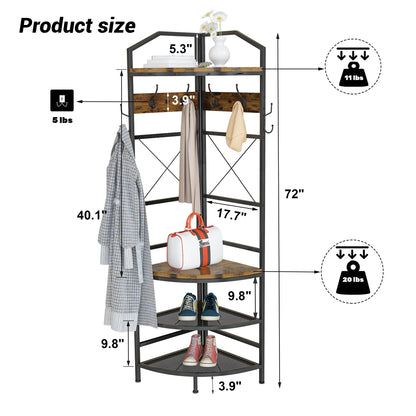 DKLGG 72” Industrial Hall Tree Freestanding Hanger, Hanger Rack with Storage