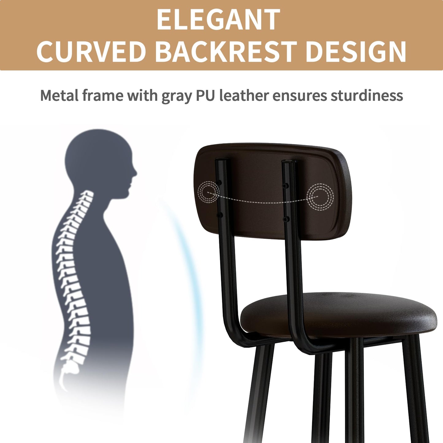 DKLGG Modern Barstool Set of 2 - Stylish Gold Design for Trendy Spaces