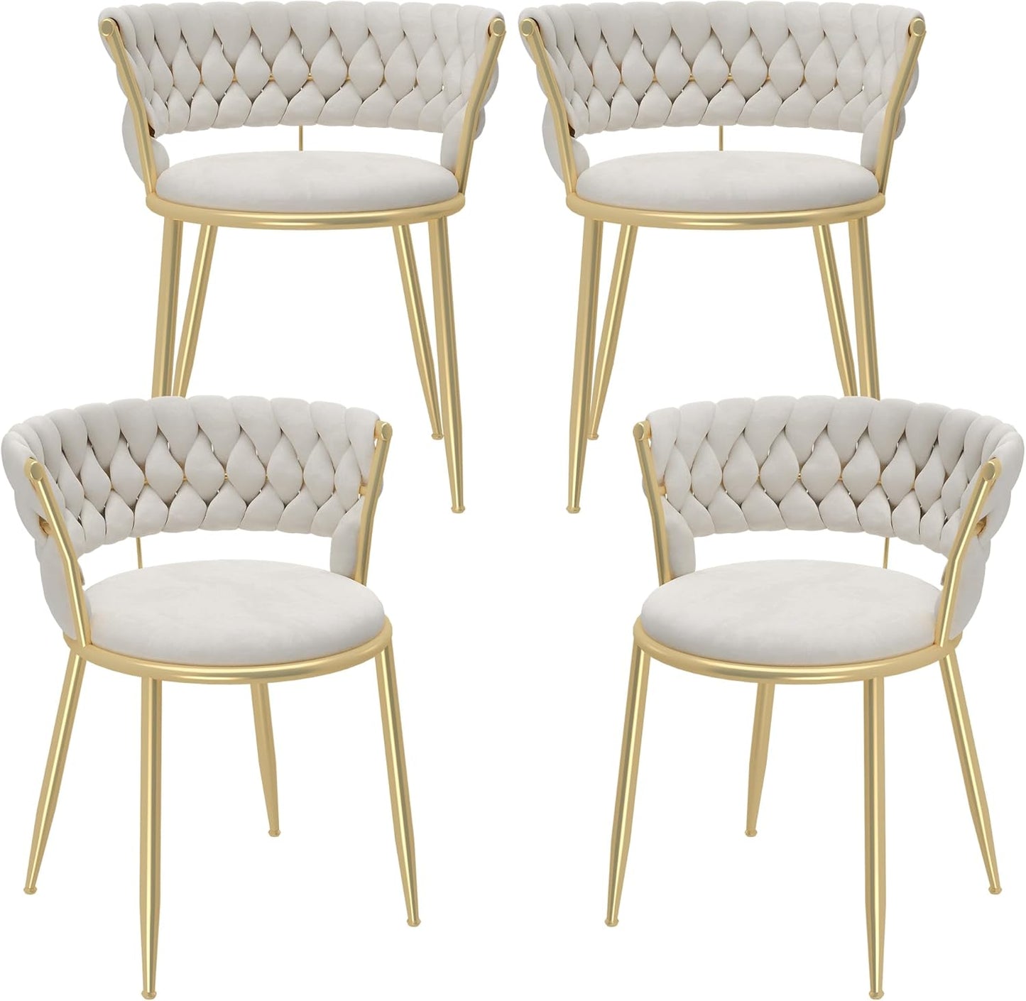 DKLGG Velvet Dining Chair Set of 4 - Elegant Upholstered Chairs for Stylish Dining