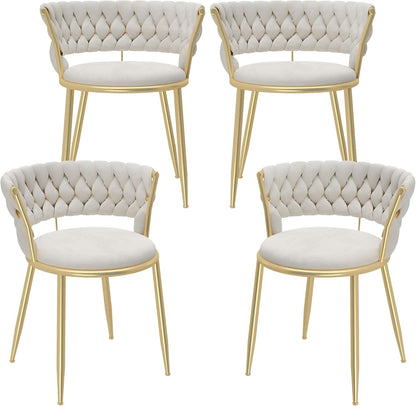 DKLGG Velvet Dining Chair Set of 4 - Elegant Upholstered Chairs for Stylish Dining