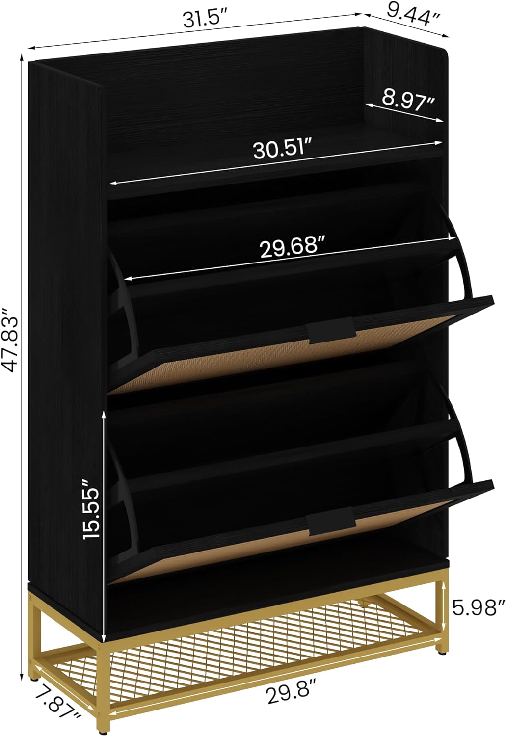 DKLGG Shoe Cabinet with 2 Flip-Flop Drawers - Stylish Natural Rattan Design for Organized Spaces