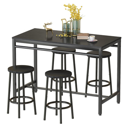 DKLGG 4-Person Bar Dining Set, 47-Inch, Black - Modern Home Dining Option