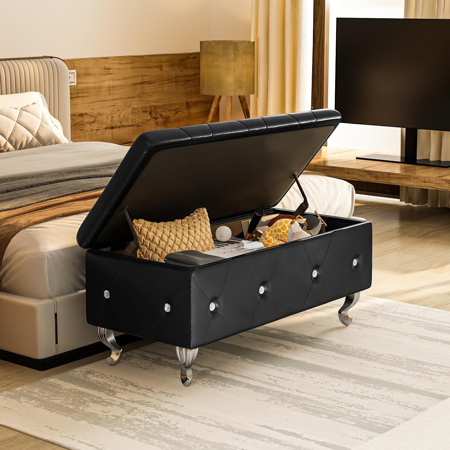 DKLGG Modern Storage Ottoman - Ideal for Bedroom Organization and Comfort