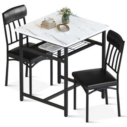 DKLGG 3-Piece Wooden Dining Table Set for Small Spaces, Compact Kitchen Table & Chairs