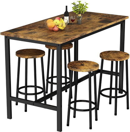 DKLGG Industrial Kitchen Dining Table and Chairs Set of 5 - Perfect for Modern Dining