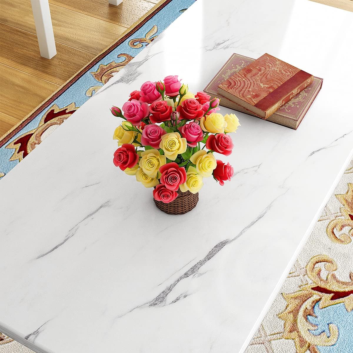 DKLGG Modern Artificial Marble Coffee Table Set - 3-Piece Living Room Table Set for Chic Decor